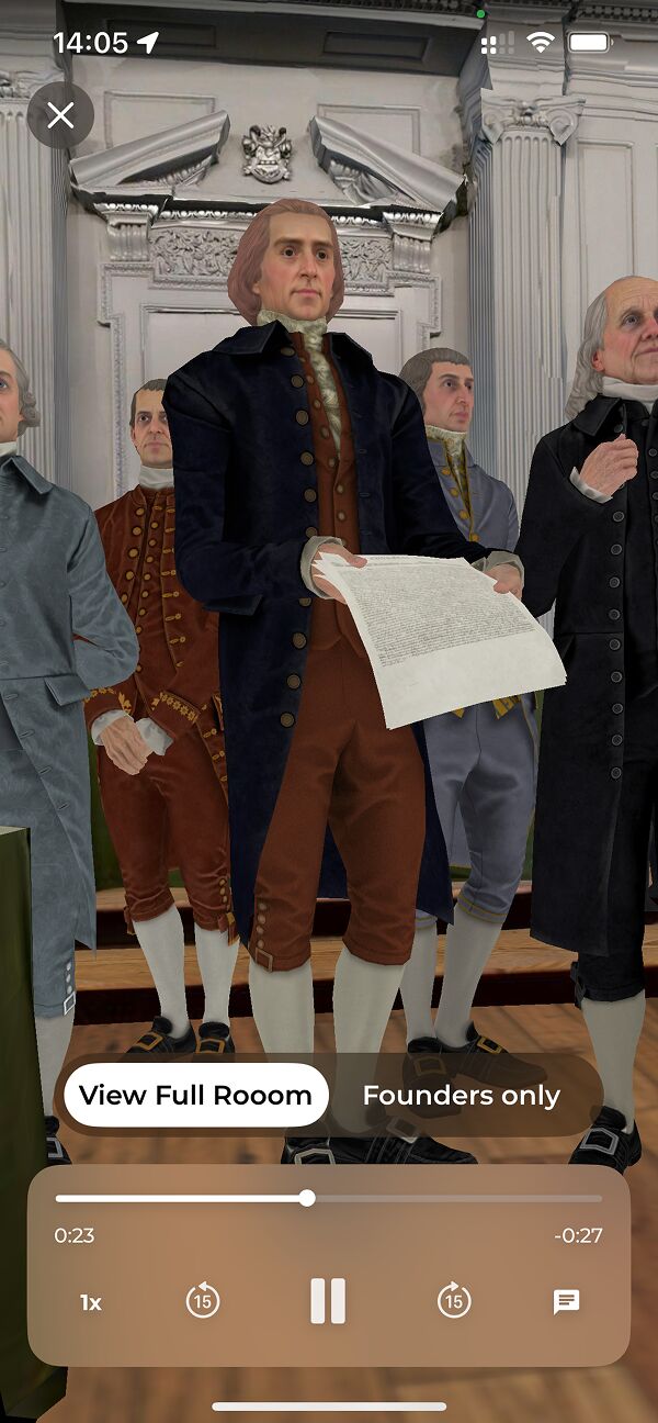 Virtual experience from Independence National Historical Park (screenshot from iOS app)