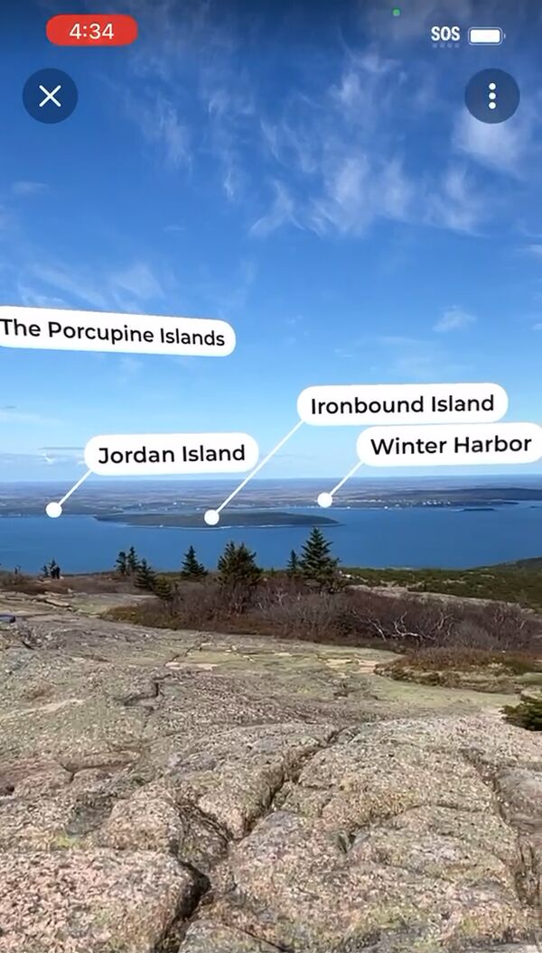 Virtual experience from Acadia National Park (screenshot from iOS app)